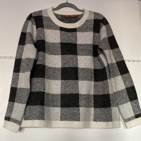 Belldini Used LARGE CHECKERED SWEATER no tags, oversized black white and grey - Picture 2 of 6